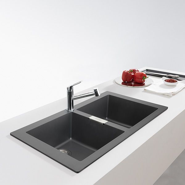 Franke Sirius Carbon Black Tectonite Double Bowl Kitchen Sink 860 x 500 ...